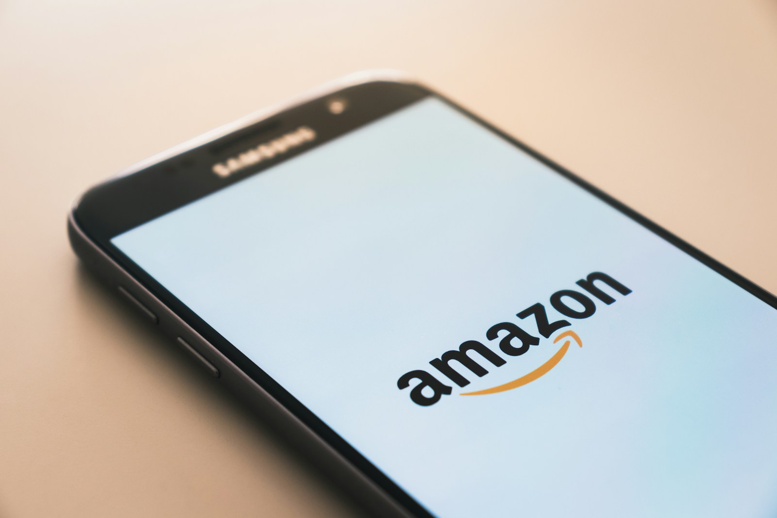 Amazon logo showing on a phone